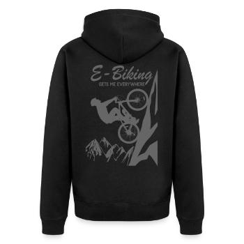 E-Bike E Bike E-Biking E Mountainbike - Unisex Premium Organic Zip Hoodie - black - Back - Nico (187cm)