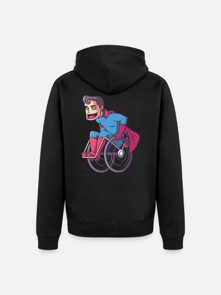 Superheld im Rollstuhl, held rollstuhlfahrer - Unisex Premium Bio Zip Hoodie - Schwarz