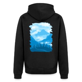 mountains - Unisex Premium Organic Zip Hoodie - black - Back - Nico (187cm)