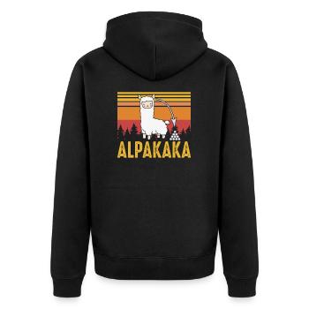 Lustiges Alpaka Alpakaka Geschenkidee - Unisex Premium Bio Zip Hoodie - Schwarz - Hinten - Nico (187cm)