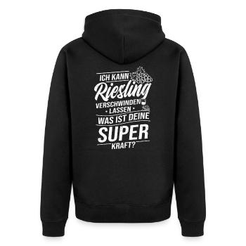Riesling Wein - Unisex Premium Bio Zip Hoodie - Schwarz - Hinten - Nico (187cm)