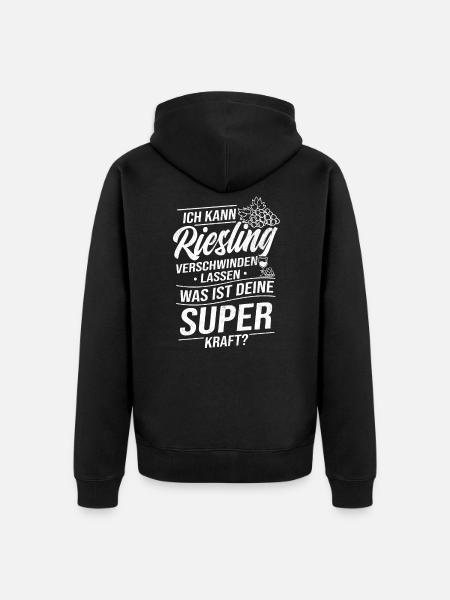Riesling Wein - Unisex Premium Bio Zip Hoodie - Schwarz
