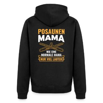 Posaune - Unisex Premium Bio Zip Hoodie - Schwarz - Hinten - Nico (187cm)