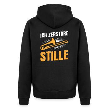 Posaune Orchester - Unisex Premium Bio Zip Hoodie - Schwarz - Hinten - Nico (187cm)