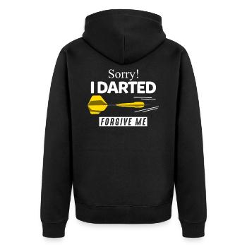 Dart Dartpfeil - Unisex Premium Bio Zip Hoodie - Schwarz - Hinten - Nico (187cm)