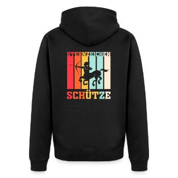 Sternzeichen Schütze - Unisex Premium Bio Zip Hoodie - Schwarz - Hinten - Nico (187cm)