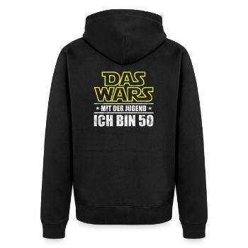 50 Geburtstag das wars mit der Jugend - Unisex Premium Bio Zip Hoodie - Schwarz - Hinten - Nico (187cm)