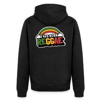 Arc-en-ciel de reggae mignon, je suis né reggae - Veste à capuche bio Premium Unisexe - noir - Dos - Nico (187cm)