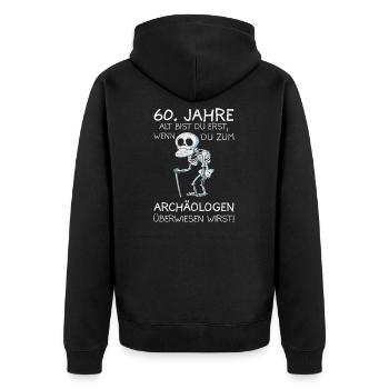 Lustiges 60 Geburtstag Geschenk - Unisex Premium Bio Zip Hoodie - Schwarz - Hinten - Nico (187cm)