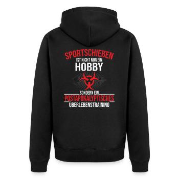 Schütze Sportschütze - Unisex Premium Bio Zip Hoodie - Schwarz - Hinten - Nico (187cm)