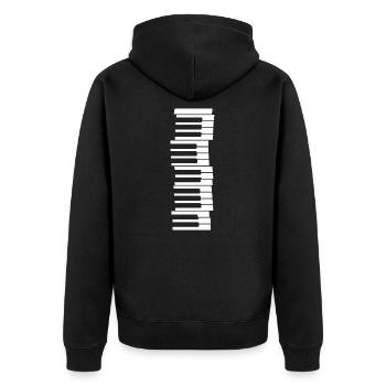 Klavier - Unisex Premium Bio Zip Hoodie - Schwarz - Hinten - Nico (187cm)