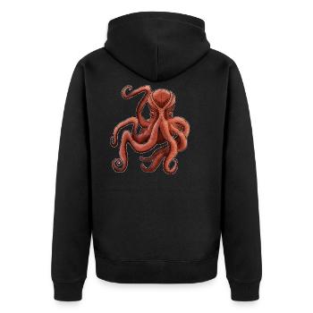 Octopus - Unisex Premium Bio Zip Hoodie - Schwarz - Hinten - Nico (187cm)
