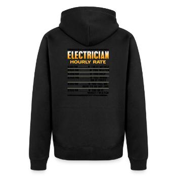 electrician - Unisex Premium Organic Zip Hoodie - black - Back - Nico (187cm)