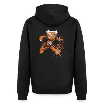 Welder - Unisex Premium Organic Zip Hoodie - black - Back - Nico (187cm)