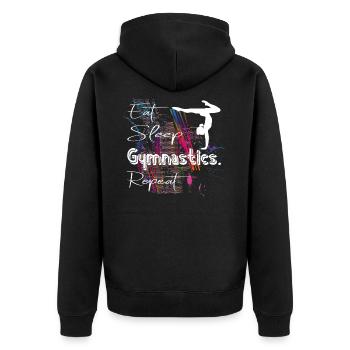 Eat Sleep Gymnastics Repeat Gymnastics Gymnastics - Unisex Premium Organic Zip Hoodie - black - Back - Nico (187cm)