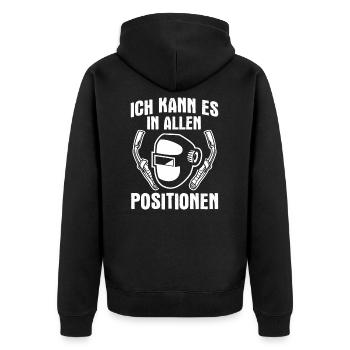 Schweißen Schweißer Schweissen - Unisex Premium Bio Zip Hoodie - Schwarz - Hinten - Nico (187cm)