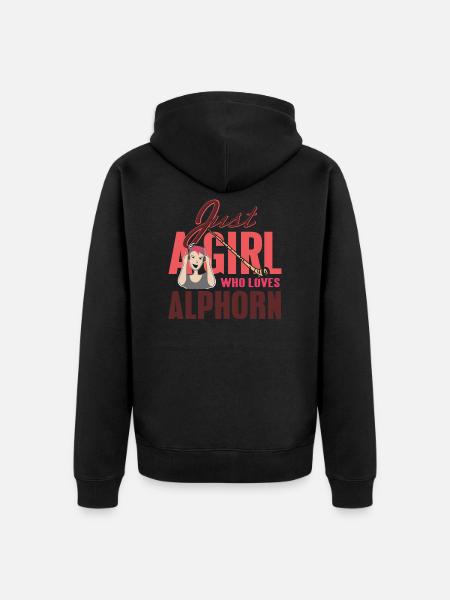Alphorn Holzhorn Alpen Volksmusik Geschenk - Unisex Premium Bio Zip Hoodie - Schwarz