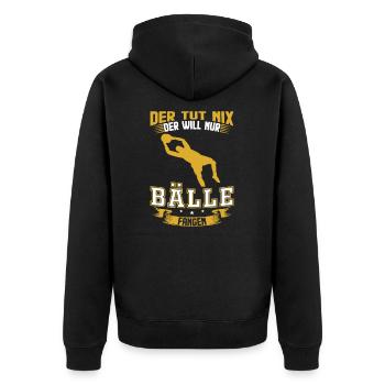 Torwart Fußball Mannschaft Geschenk - Unisex Premium Bio Zip Hoodie - Schwarz - Hinten - Nico (187cm)