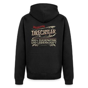 Retro Design Beruf Drechsler Meister Handwerk - Unisex Premium Bio Zip Hoodie - Schwarz - Hinten - Nico (187cm)
