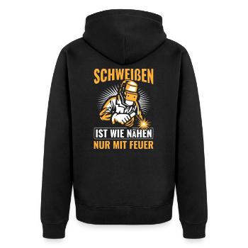 Schweißer Schweissen - Unisex Premium Bio Zip Hoodie - Schwarz - Hinten - Nico (187cm)