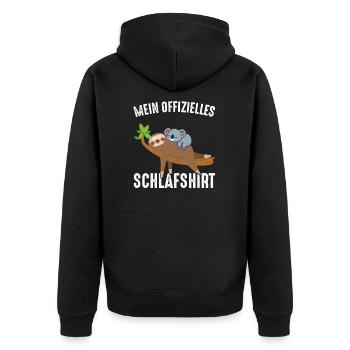 Mein offizielles Schlafshirt Geschenk - Unisex Premium Bio Zip Hoodie - Schwarz - Hinten - Nico (187cm)