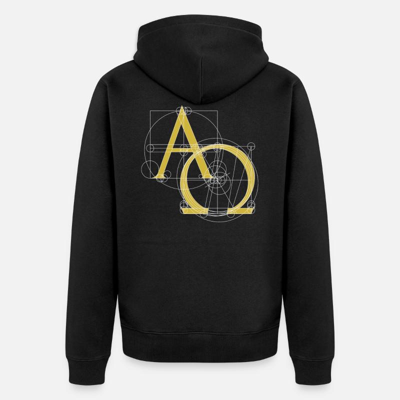 Symbole chrétien alpha et oméga - Veste à capuche bio Premium Unisexe - noir