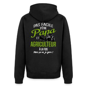 papa agriculteur - Veste à capuche bio Premium Unisexe - noir - Dos - Nico (187cm)