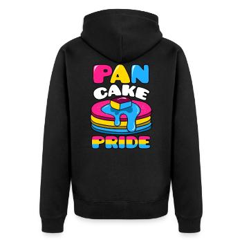 Pan Cake Pride Pansexual - Unisex Premium Bio Zip Hoodie - Schwarz - Hinten - Nico (187cm)