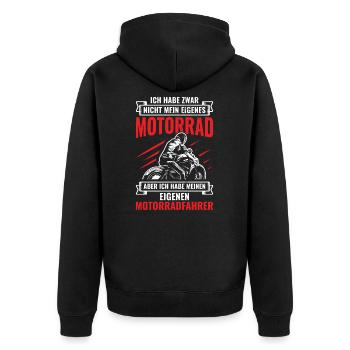 Motorrad - Unisex Premium Bio Zip Hoodie - Schwarz - Hinten - Nico (187cm)