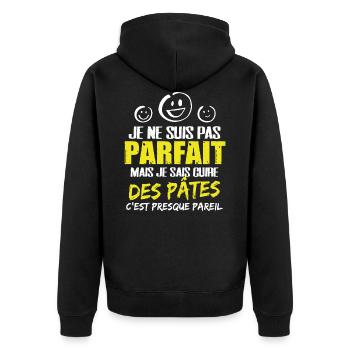 Cuire des pâtes cadeau drôle humour étudiant coloc - Veste à capuche bio Premium Unisexe - noir - Dos - Nico (187cm)