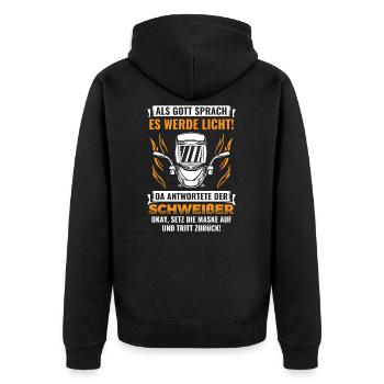Schweißer Schweissen - Unisex Premium Bio Zip Hoodie - Schwarz - Hinten - Nico (187cm)