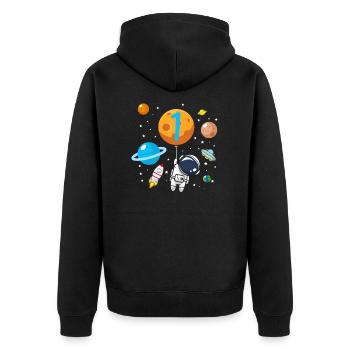 1er anniversaire astronaute voyage spatial enfants cadeau - Veste à capuche bio Premium Unisexe - noir - Dos - Nico (187cm)