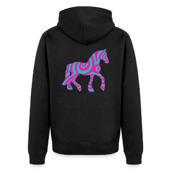 Horse Horses Riding Equestrian Pony Western Shirt - Unisex Premium Organic Zip Hoodie - black - Back - Nico (187cm)