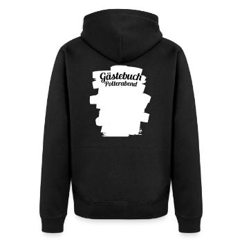 Gästebuch Polterabend - Unisex Premium Bio Zip Hoodie - Schwarz - Hinten - Nico (187cm)