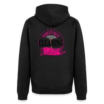 Putzfrau Geschenk - Unisex Premium Bio Zip Hoodie - Schwarz - Hinten - Nico (187cm)