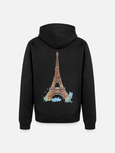 Parijs Eiffeltoren Frankrijk Frankrijk Tour Eiffel - Uniseks Premium bio ziphoodie - zwart