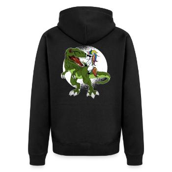 Dino Tyrannosaurus Rex with unicorn unicorn - Unisex Premium Organic Zip Hoodie - black - Back - Nico (187cm)