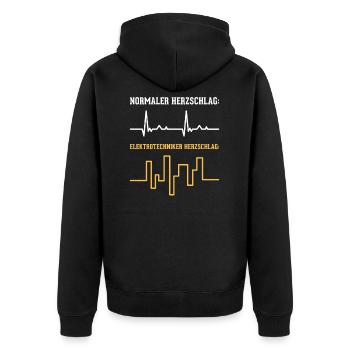 Elektrotechnik Elektriker - Unisex Premium Bio Zip Hoodie - Schwarz - Hinten - Nico (187cm)