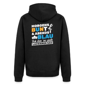 Lackierer - Unisex Premium Bio Zip Hoodie - Schwarz - Hinten - Nico (187cm)