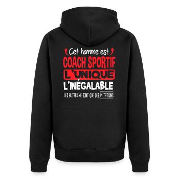 Coach sportif homme viril. Cadeau sport unique - Veste à capuche bio Premium Unisexe - noir - Dos - Nico (187cm)