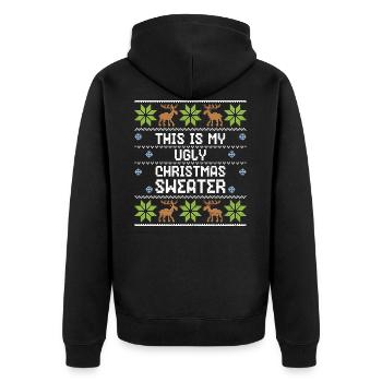 This Is My Ugly Christmas Sweater - Ugly Christmas - Unisex Premium Organic Zip Hoodie - black - Back - Nico (187cm)