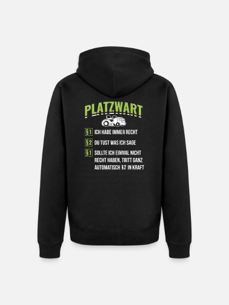 Platzwart - Unisex Premium Bio Zip Hoodie - Schwarz