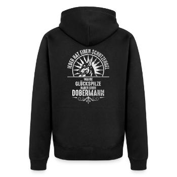 Dobermann - Unisex Premium Bio Zip Hoodie - Schwarz - Hinten - Nico (187cm)