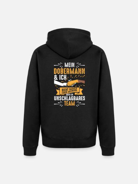 Dobermann Sprüche Geschenkidee - Unisex Premium Bio Zip Hoodie - Schwarz