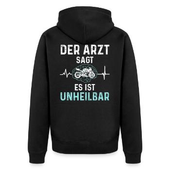 Der Arzt Sagt Es Ist Unheilbar Motorrad - Motorrad - Unisex Premium Bio Zip Hoodie - Schwarz - Hinten - Nico (187cm)