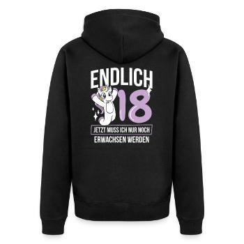 Geburtstag 18. Geburtstag 18. - Unisex Premium Bio Zip Hoodie - Schwarz - Hinten - Nico (187cm)