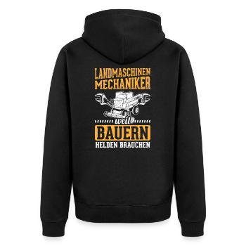 Mechaniker Landmaschinenmechaniker Landmaschinen - Unisex Premium Bio Zip Hoodie - Schwarz - Hinten - Nico (187cm)