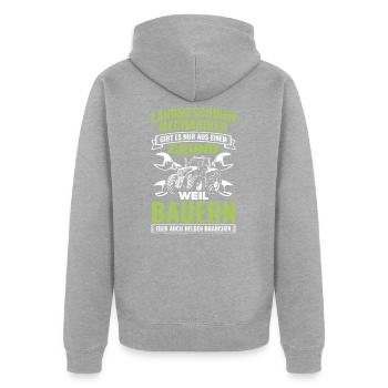 Landmaschinenmechaniker Mechaniker Landmaschinen - Unisex Premium Bio Zip Hoodie - Grau meliert - Hinten - Nico (187cm)