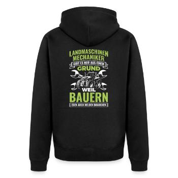 Landmaschinenmechaniker Mechaniker Landmaschinen - Unisex Premium Bio Zip Hoodie - Schwarz - Hinten - Nico (187cm)