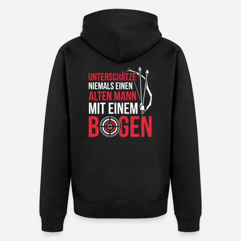 Bogenschießen Bogen - Unisex Premium Bio Zip Hoodie - Schwarz